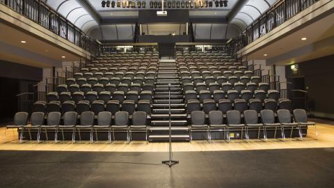 Rows of seating inside The Studio in Bradford.