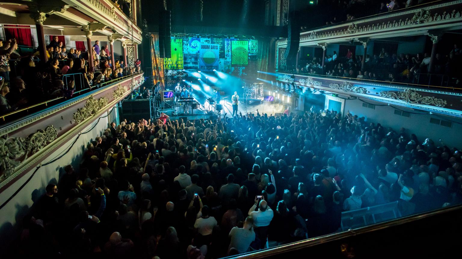 Audience dancing to Bastille perform live at St George's Hall