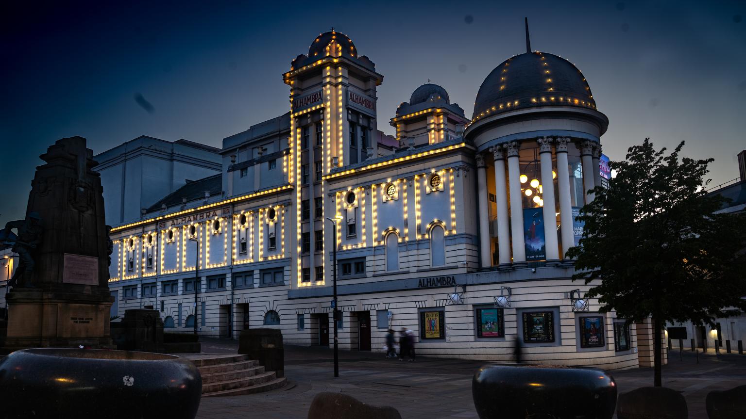 Alhambra Theatre at night