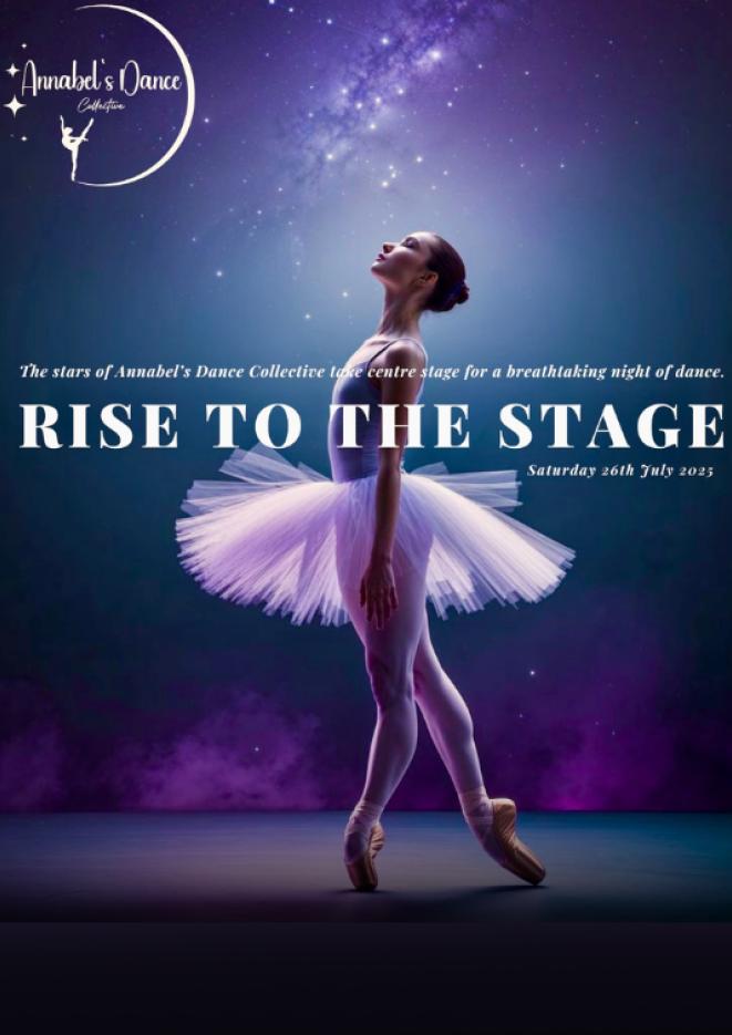 A portrait image of a young ballet dancer wearing a tutu against a pastel blue background.