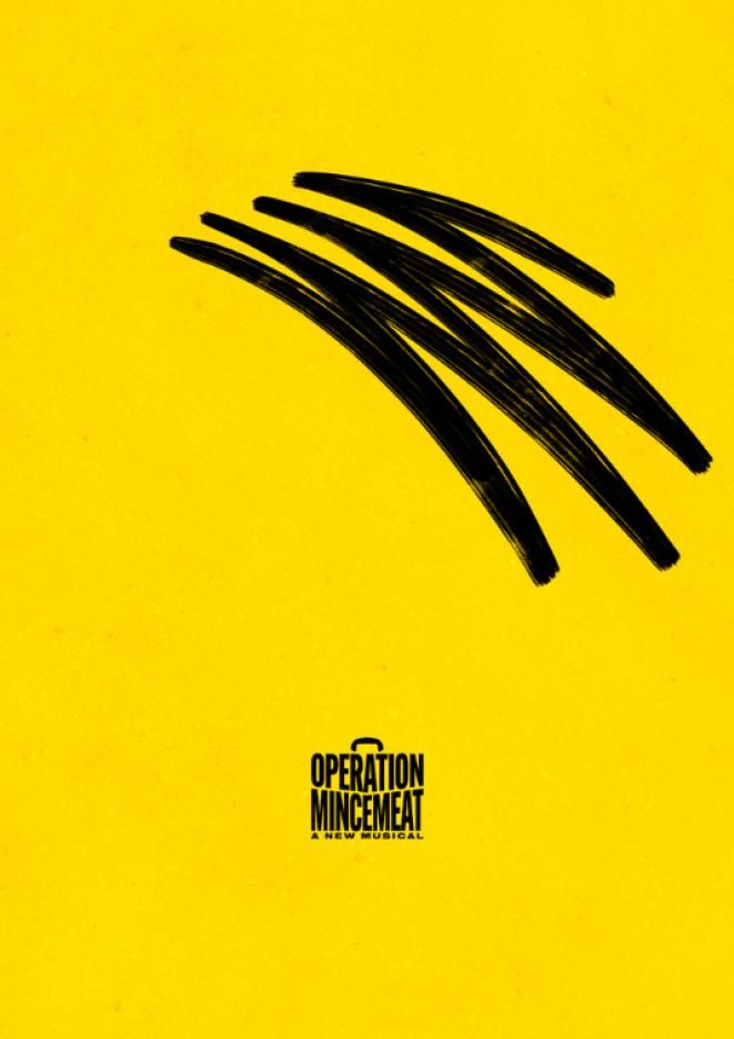 A bright yellow background with a black line pattern in the centre.