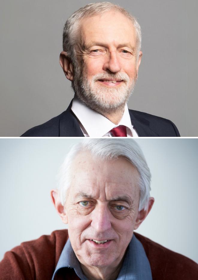 Close up images of Jeremy Corbyn and Professor Paul Rodgers.