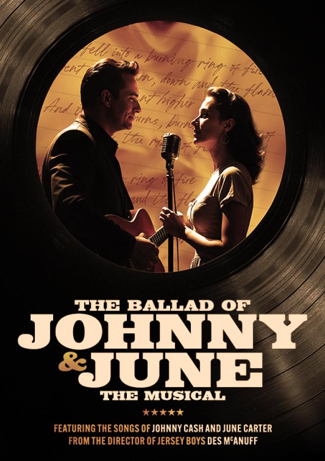 A man and a woman sing into a microphone