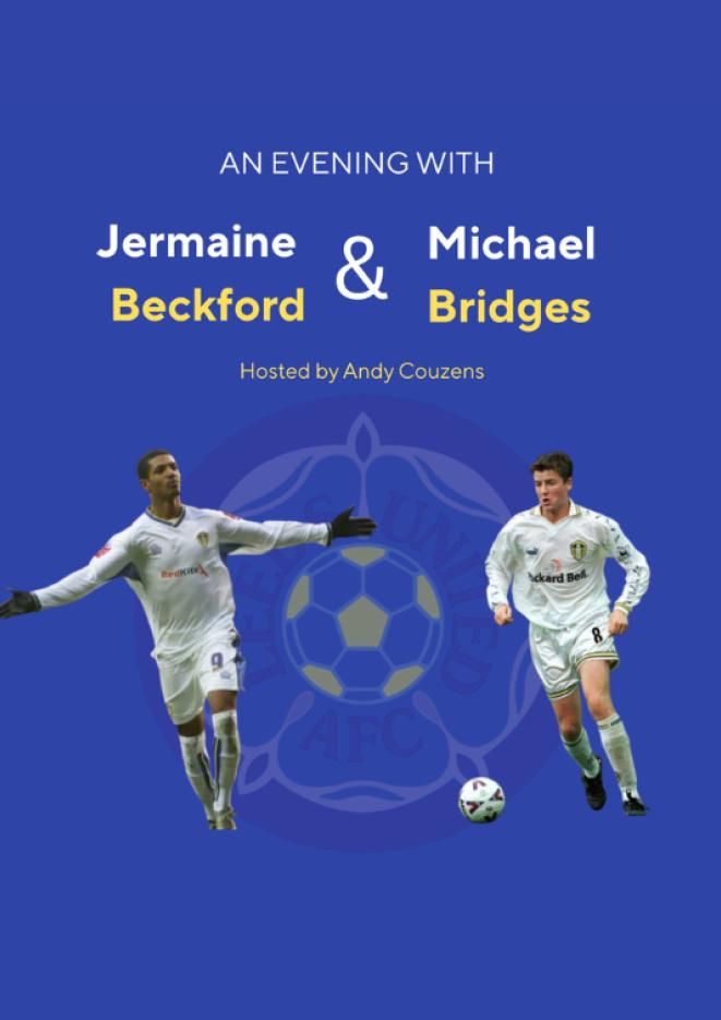 Footballers Jermaine Beckford and Michael Bridges wearing their football kits, against a plain, blue background.