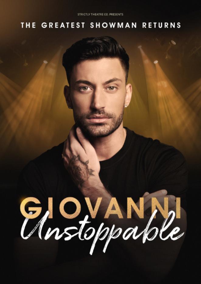 A close up image of dancer Giovanni Pernice with text underneath that reads Unstoppable.