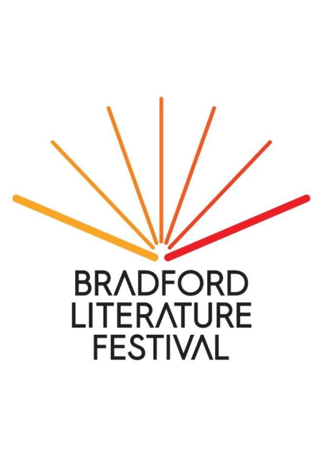 A white background with an orange and red logo that reads Bradford Literature Festival.