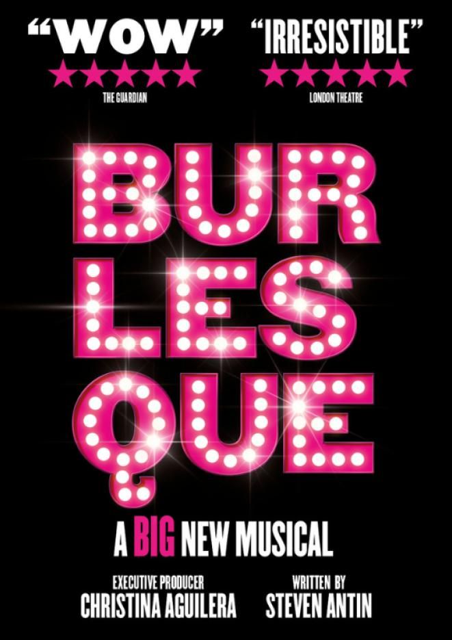 Burlesque The Musical pink logo on black background