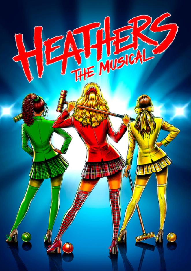 A cartoon drawing of three girls with their back to us, one wearing a red blazer, one wearing a yellow blazer, and one wearing a green blazer.