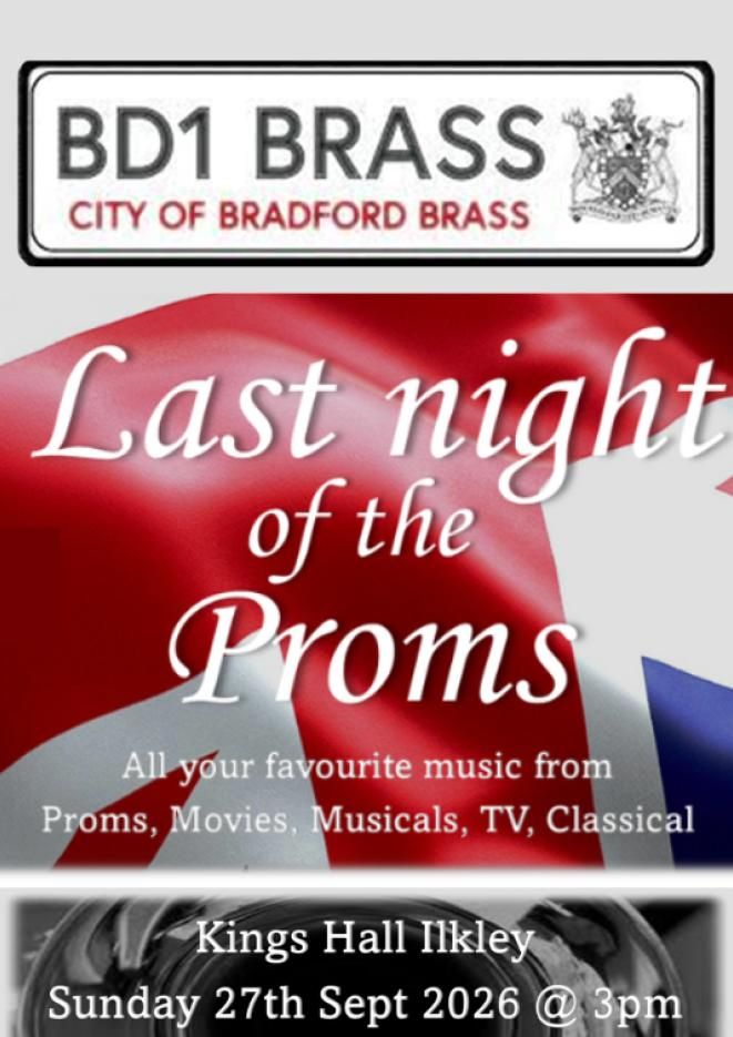 Text reads BD1 Brass Last Night of the Proms, against a British flag.