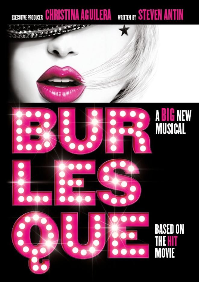 Burlesque The Musical pink logo on black background