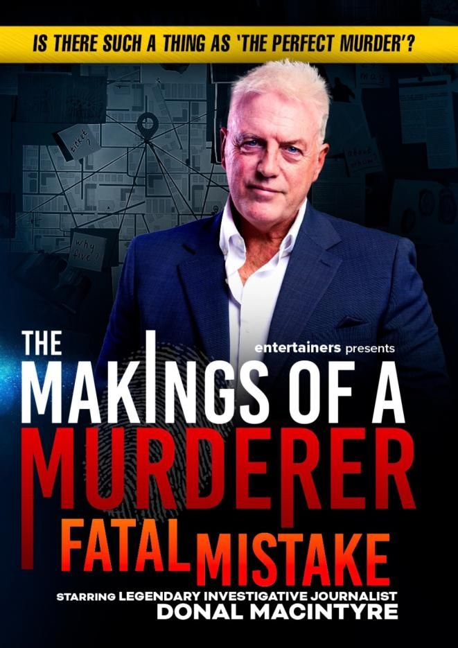 A crime expert stands in front of a black background. White and red text below reads The Makings of a Murderer Fatal Mistake.